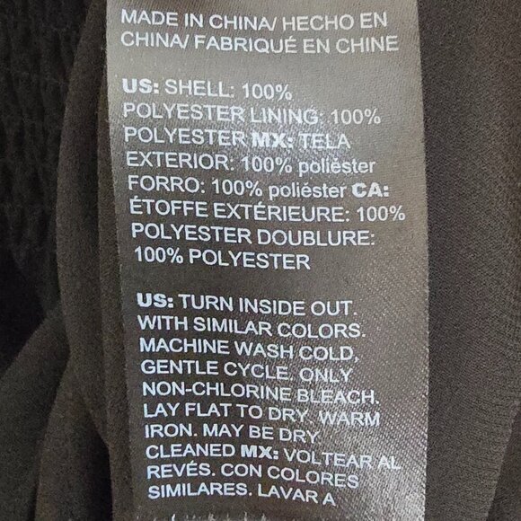 White House Black Market Long Sleeve Smocked Blouson Dress - Black W Rhinestones - Picture 8 of 10